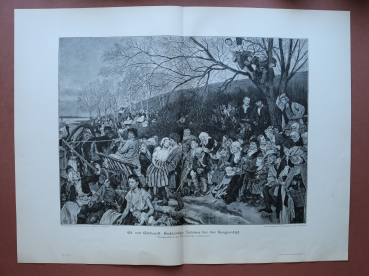 Wood Engraving Ed von Gebhardt 1890-1900 Devout audience at the Sermon on the mount